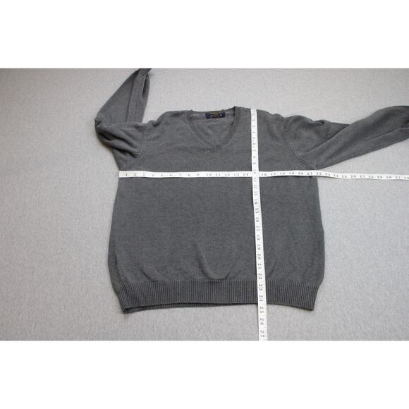 Brooks Brothers Sweater Mens Medium Gray 100% Cotton Pullover V Neck VTG - Picture 3 of 5